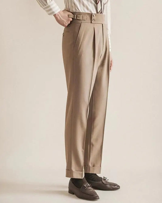 Suit Trousers for Men Pocket British Style Slim Fit Man Suits Pants Fashion Clothing Up Thin Casual Stylish Elegant Summer 2025