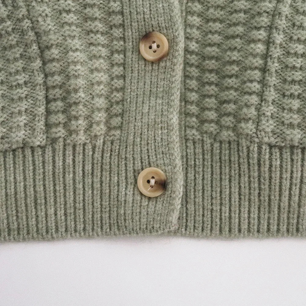 Toddler Kids Clothes1-6Y Boys Clothing Knitted Girls Cardigan Textured Knit Design Pocket Detail Soft Warm Casual Autumn Winter