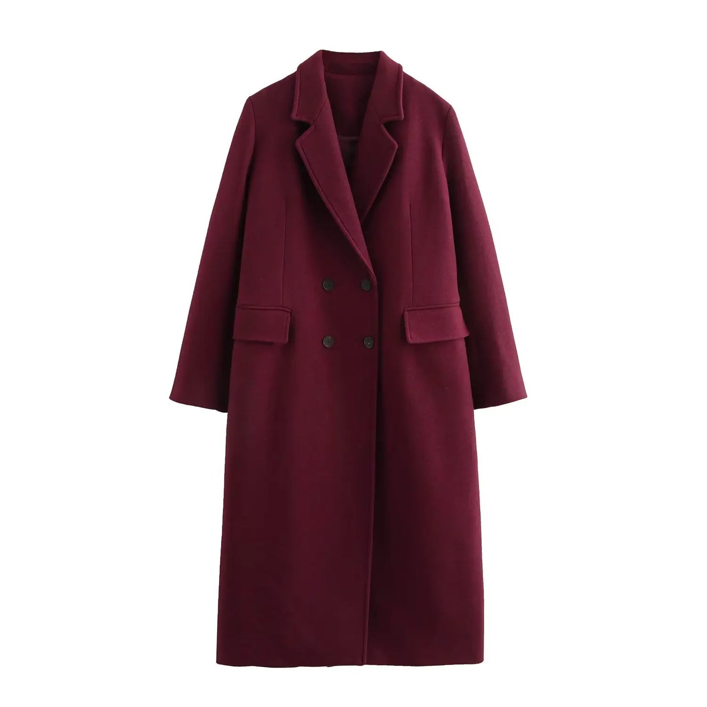 BSK&TRAF autumn and winter new women's simple and fashionable double-breasted casual lapel woolen coat
