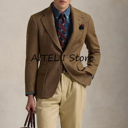 Versatile New Jackets Man Winter Men's Herringbone Jacket Male Winter Coat Lapel Casual Mens Coats Men's Autumn Clothes Mantel