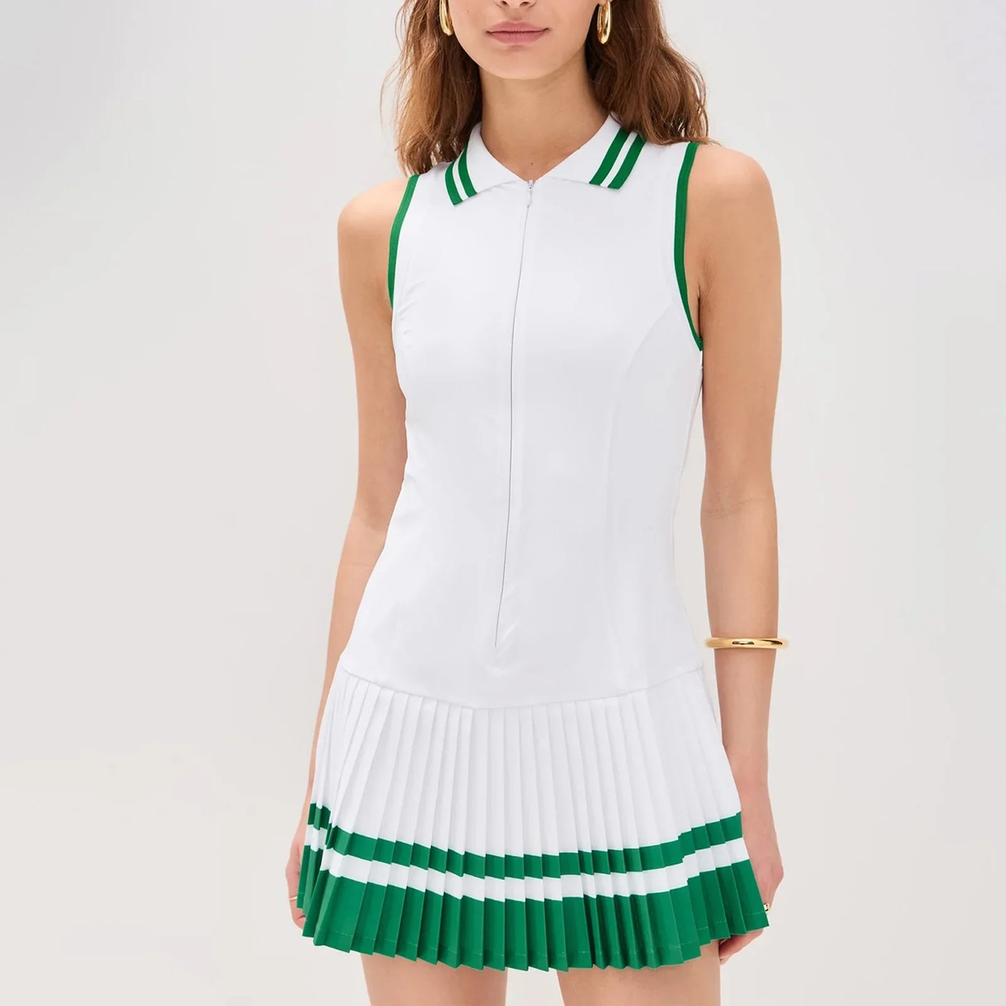 Women's Golf Wear POLO Sleeveless Tennis Dress Pleated Summer Casual Active Wear White Quick Dry Badminton Workout Clothes 2025