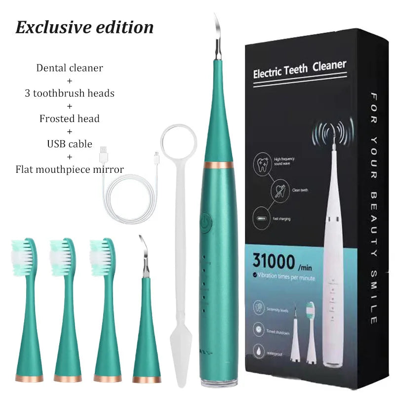 Electric Toothbrush Set with Six Functions for Total Oral Care Efficient Tartar Removal with Scaling Teeth Feature Christmas Gif
