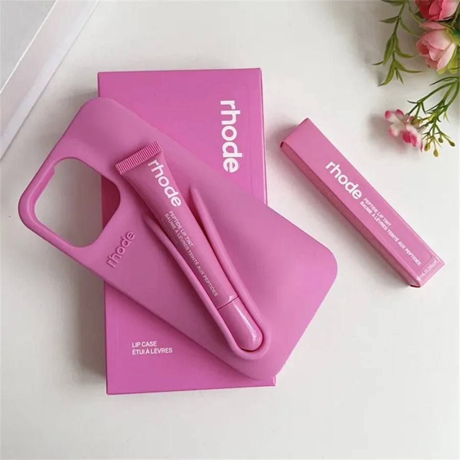 Lipgloss Lipstick Case For iPhone 15 14  13  Pro Max Soft Silicone Phone Cases Lip Balm Holder Shockproof Cover