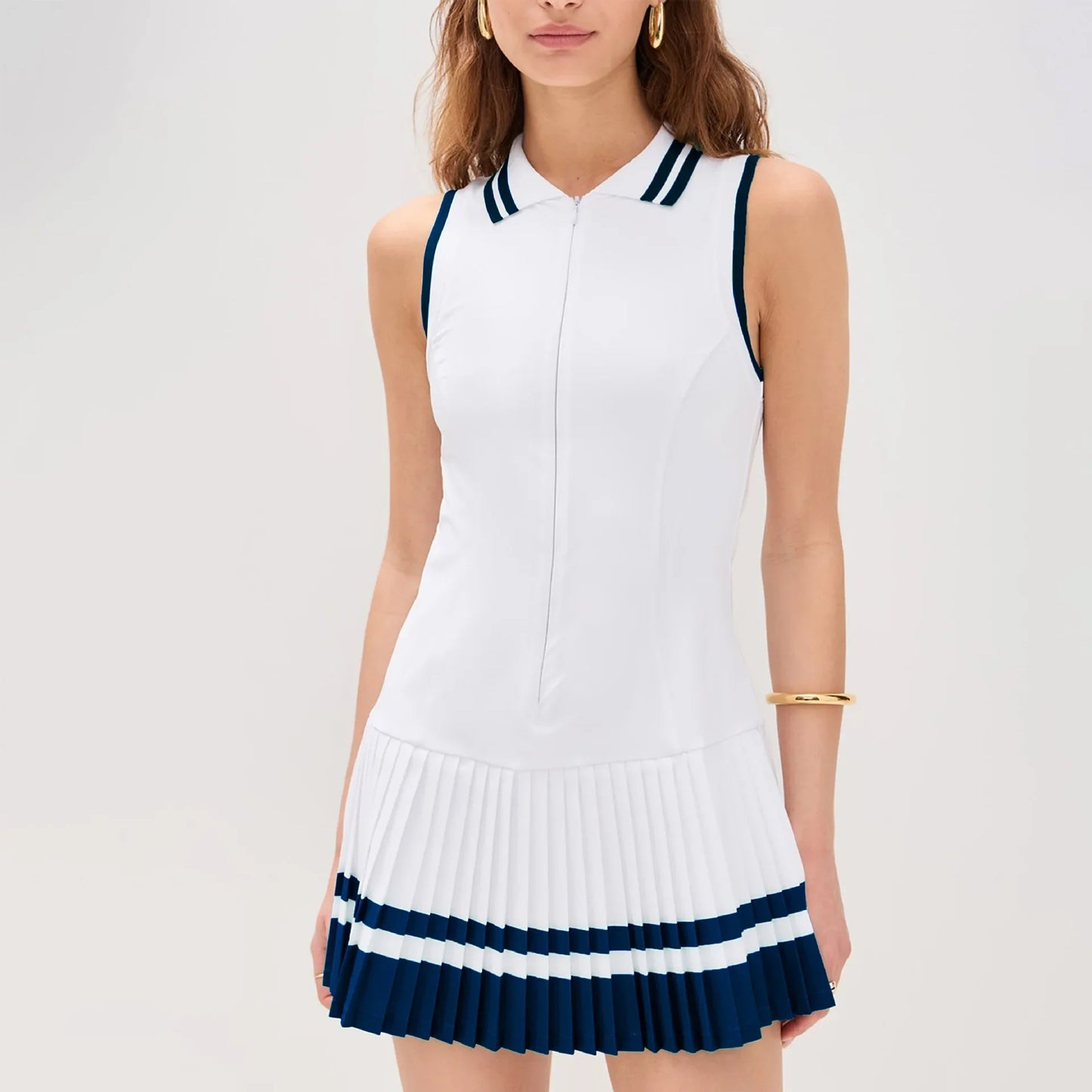 Women's Golf Wear POLO Sleeveless Tennis Dress Pleated Summer Casual Active Wear White Quick Dry Badminton Workout Clothes 2025