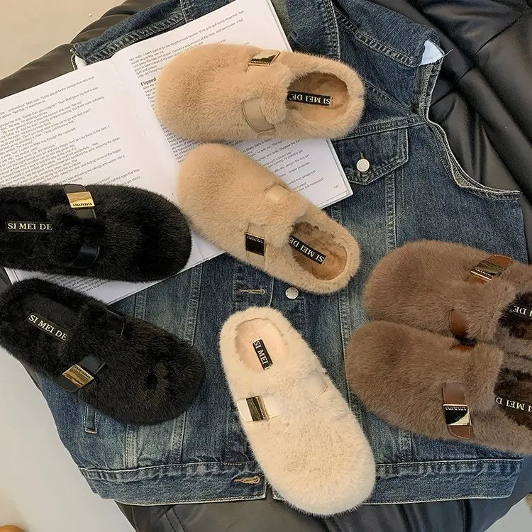 Platform Slippers for Women 2025 New Autumn and Winter High-end Baotou Cotton Slippers