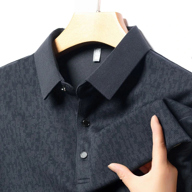 2025 New Men's Casual Fashion Printed Pattern Long Sleeve Polo Shirt Korean Edition Summer T-shirt Comfortable Versatile Top