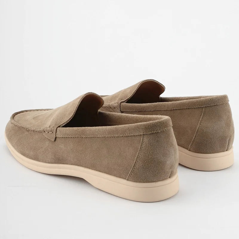 Men's Suede Leather Comfort Loafers, Flat Casual Slip-on Shoes, Fashion Suede Flats, Classic Round Toe Soft Leather Loafers 2025