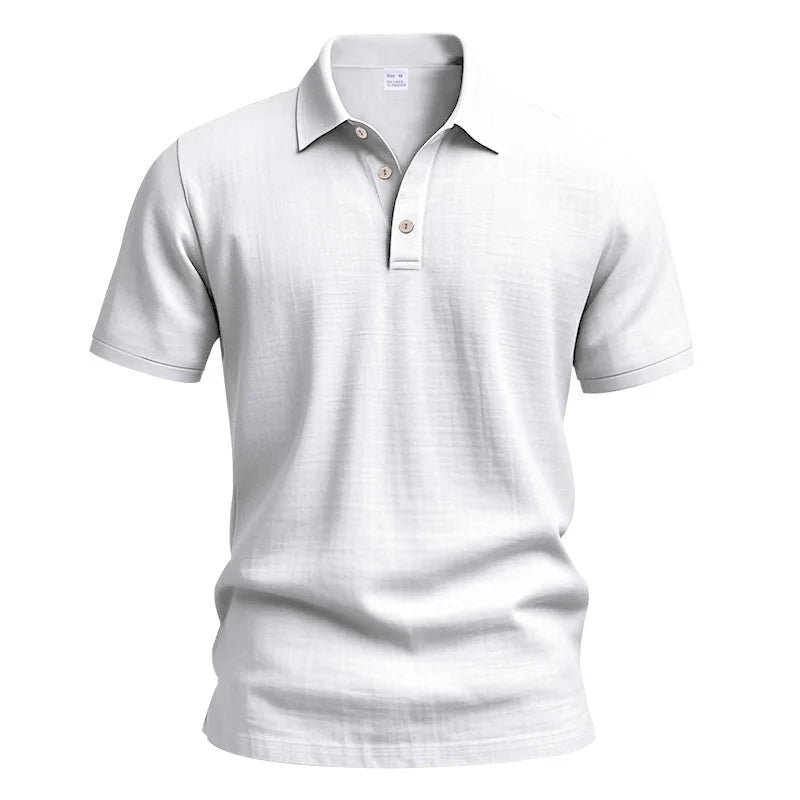 Daily Casual Short Sleeve Linen Polo Shirt Mens Fashion Buttoned turn-down collar Tops Men Spring Summer Breathable Polo Shirt