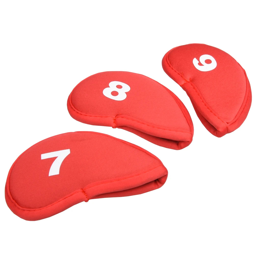 10pcs Golf Ironhead Club Covers - Durable Club protection Covers (black/red/blue) - Numbered Golf Accessories