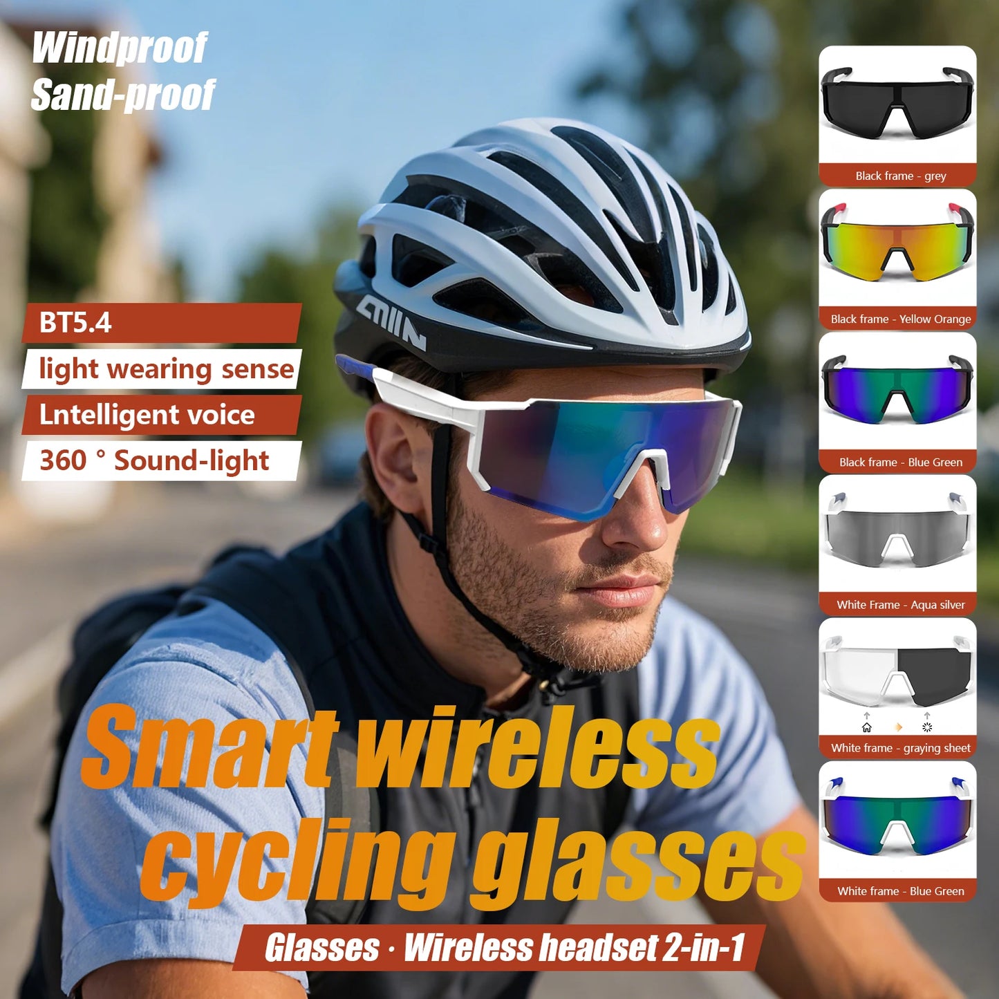 LIGE New Smart Cycling Glasses Men AI Voice Assistant Smart Sunglasses Outdoor Sport Bluetooth Call Music Smart Glasses Women