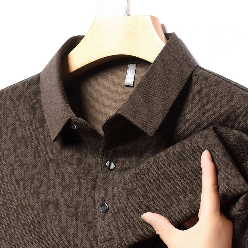 2025 New Men's Casual Fashion Printed Pattern Long Sleeve Polo Shirt Korean Edition Summer T-shirt Comfortable Versatile Top