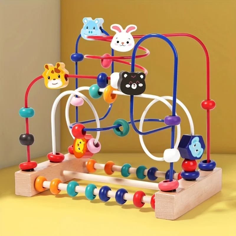 Baby Toddler Early Education Intelligence Building Blocks Beads Wooden Toys Attention Span Toys For Boys And Girls Ages 1 To 3