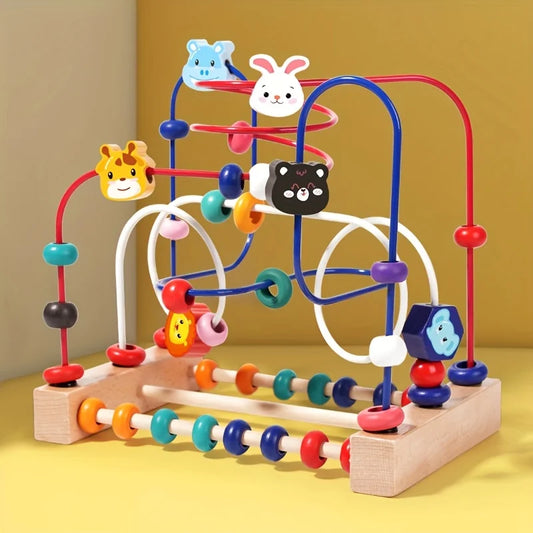 Baby Toddler Early Education Intelligence Building Blocks Beads Wooden Toys Attention Span Toys For Boys And Girls Ages 1 To 3
