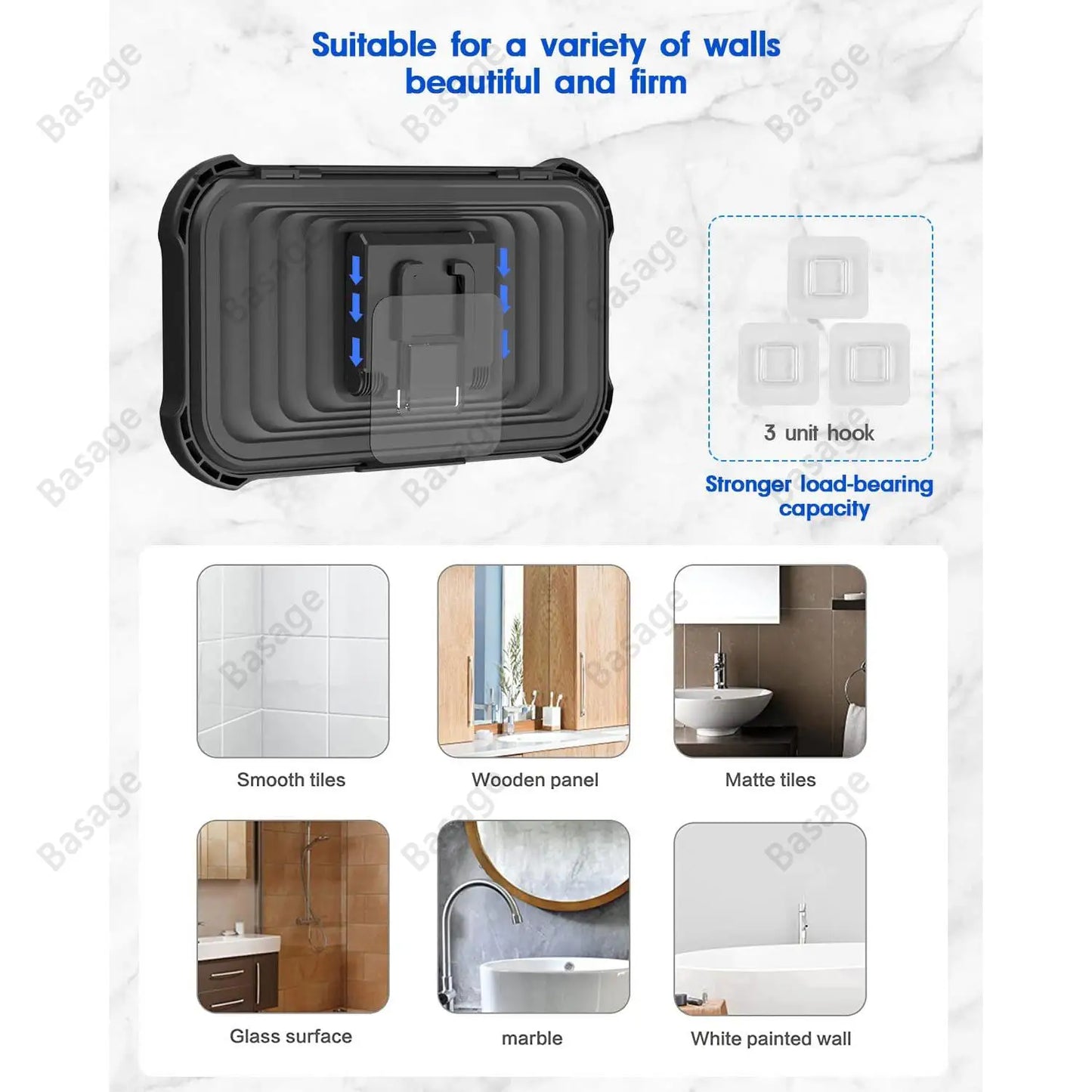 Shower Phone Holder Waterproof 480° Rotation, Adjustable Mirror/Wall Mount Phone Holder for Shower Bathroom Bathtub Kitchen