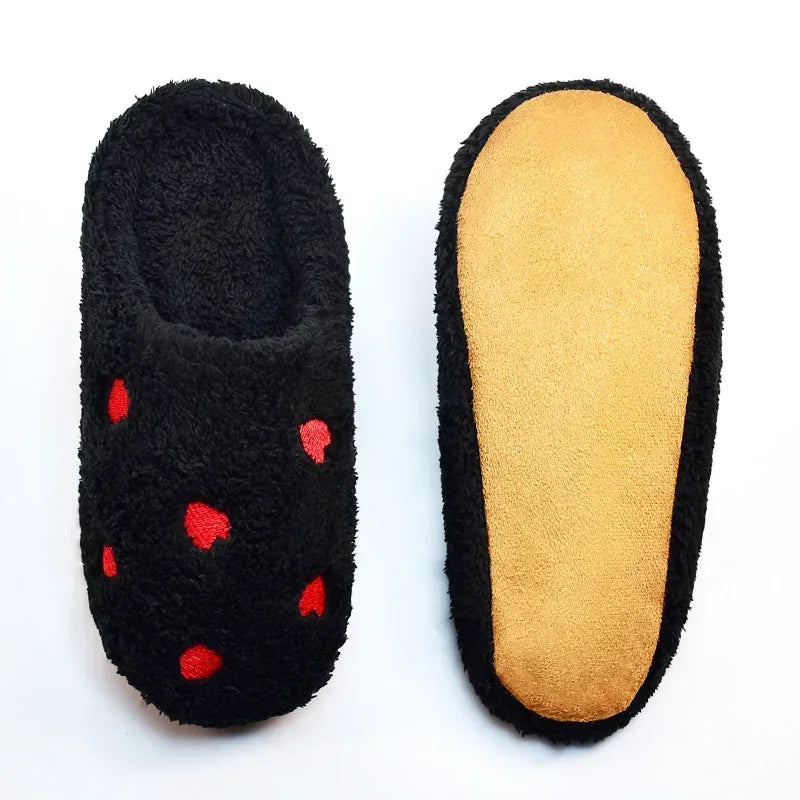 Women's Carpet Soft Bottom Mute Shoes Heart-Shaped Light Living Room Shoes Winter Indoor Comfortable Cute Silent Love Slippers