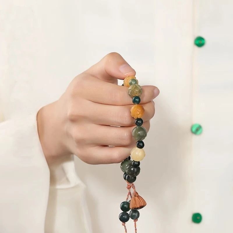 Tibetan Buddha Bodhi Lotus Beaded Bracelet Wooden Beads Buddha Prayer Bracelets for Men Women Yoga Relieve Anxiety Charm Jewelry