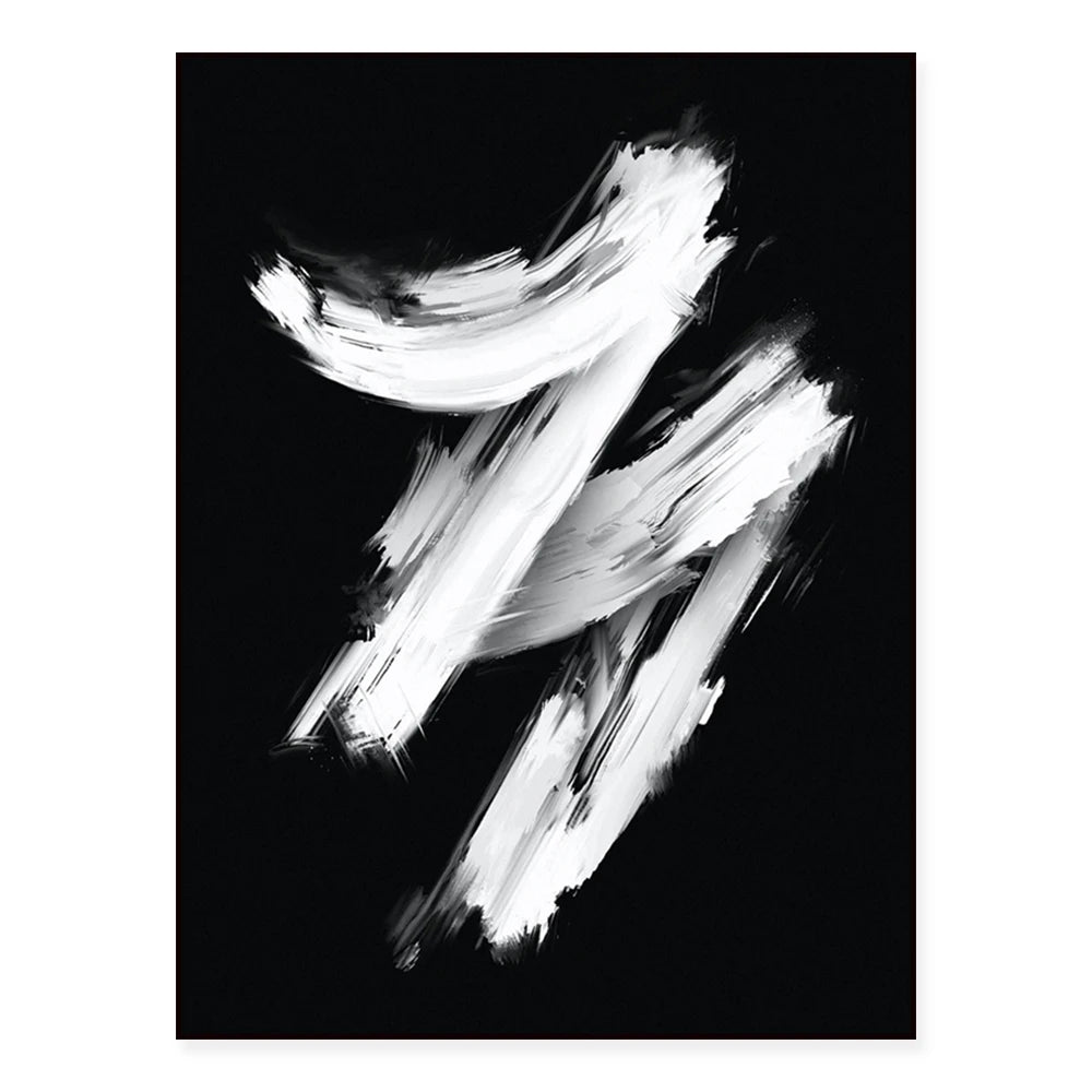 Modern abstract medieval brushstroke poster black and white canvas painting wall art print living room home decor