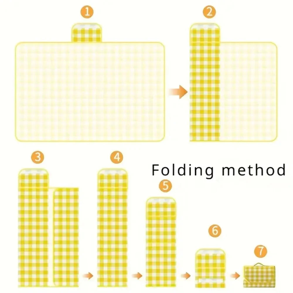 Waterproof Picnic Mat Beach Camping  Multi-Color Foldable Travel Mat Washable Outdoor Blanket Handle Hiking Park Accessories