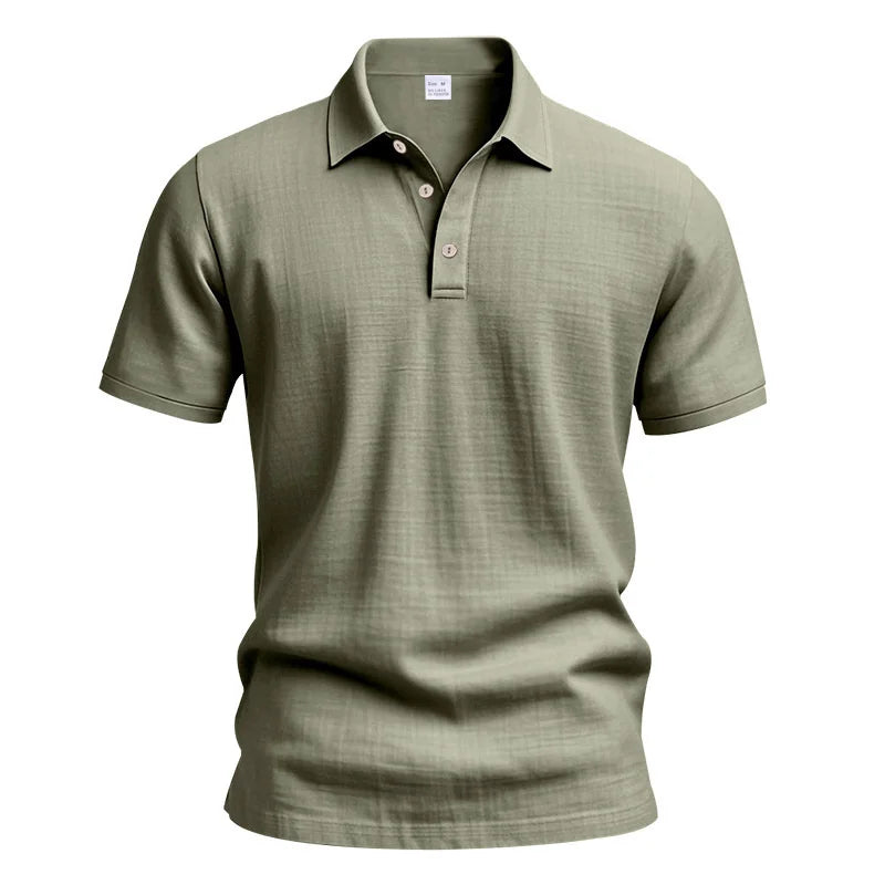 Daily Casual Short Sleeve Linen Polo Shirt Mens Fashion Buttoned turn-down collar Tops Men Spring Summer Breathable Polo Shirt