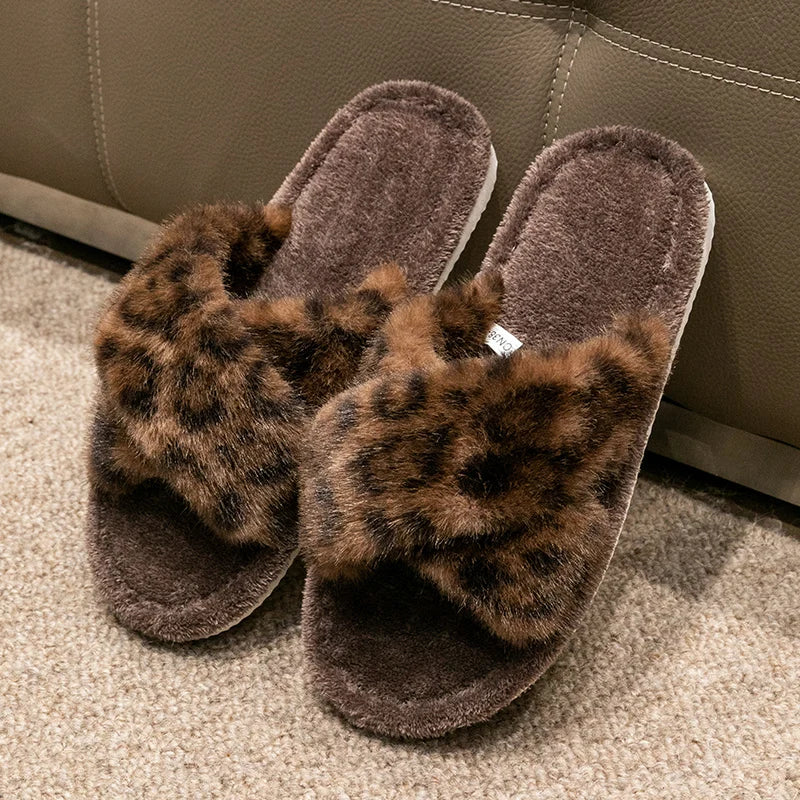 Men's Leopard Print Slide Slippers - Breathable Open-Toe House Shoes with Non-Slip Soft Sole, Comfortable Unisex Indoor/Outdoor