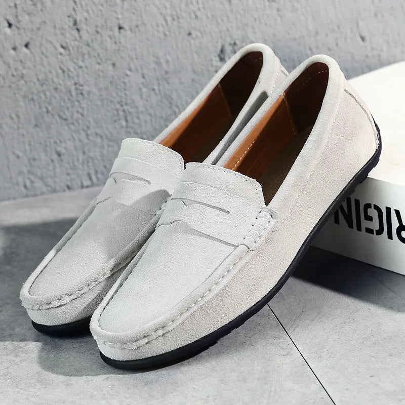Men Casual Shoes Fashion Suede Leather Men Loafers High Quality Moccasins Slip On Men's Flats Lightweight Driving Shoes 38-47