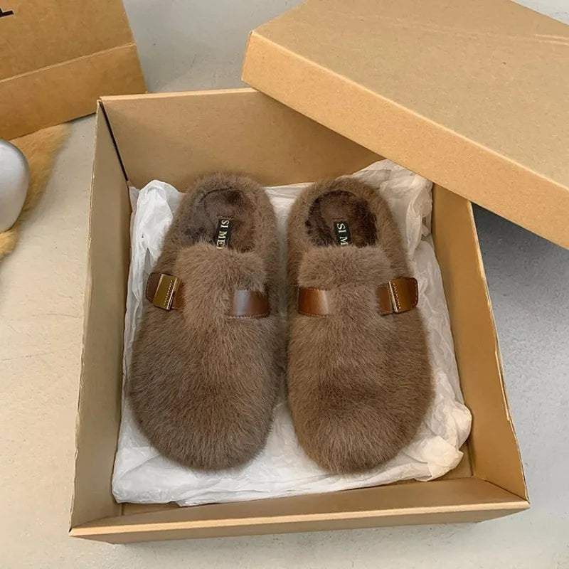 Platform Slippers for Women 2025 New Autumn and Winter High-end Baotou Cotton Slippers