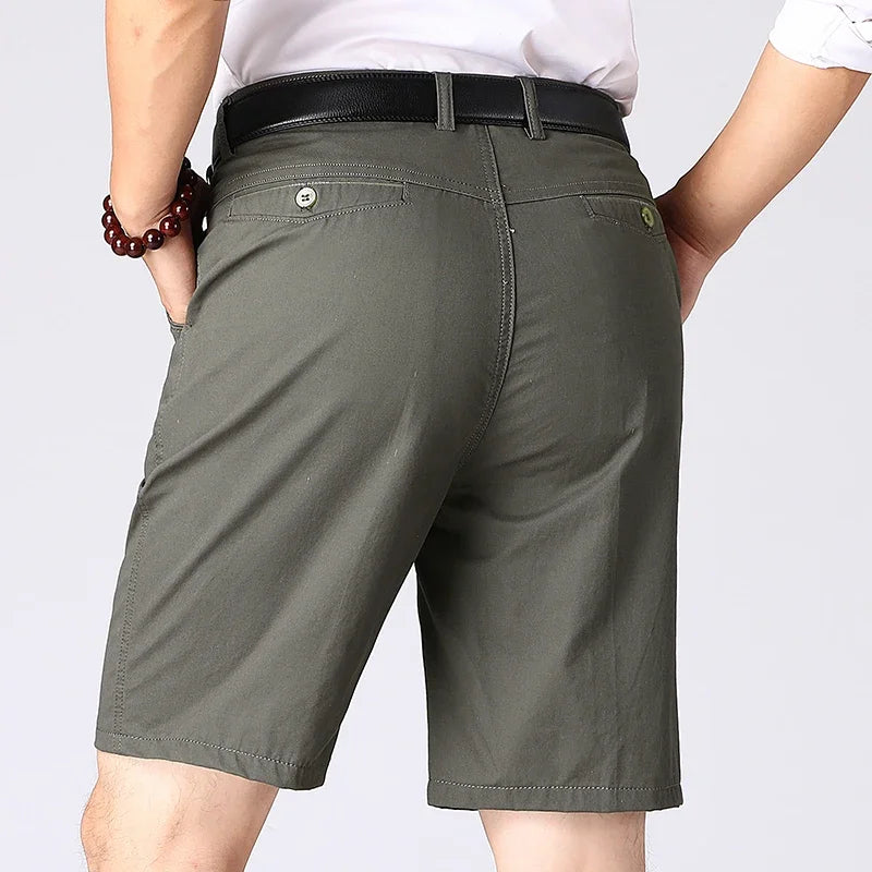 Summer Workwear Men's Cotton Dress Shorts Business Casual Knee Pants Classic Khaki American Style Streetwear Golf Social Shorts