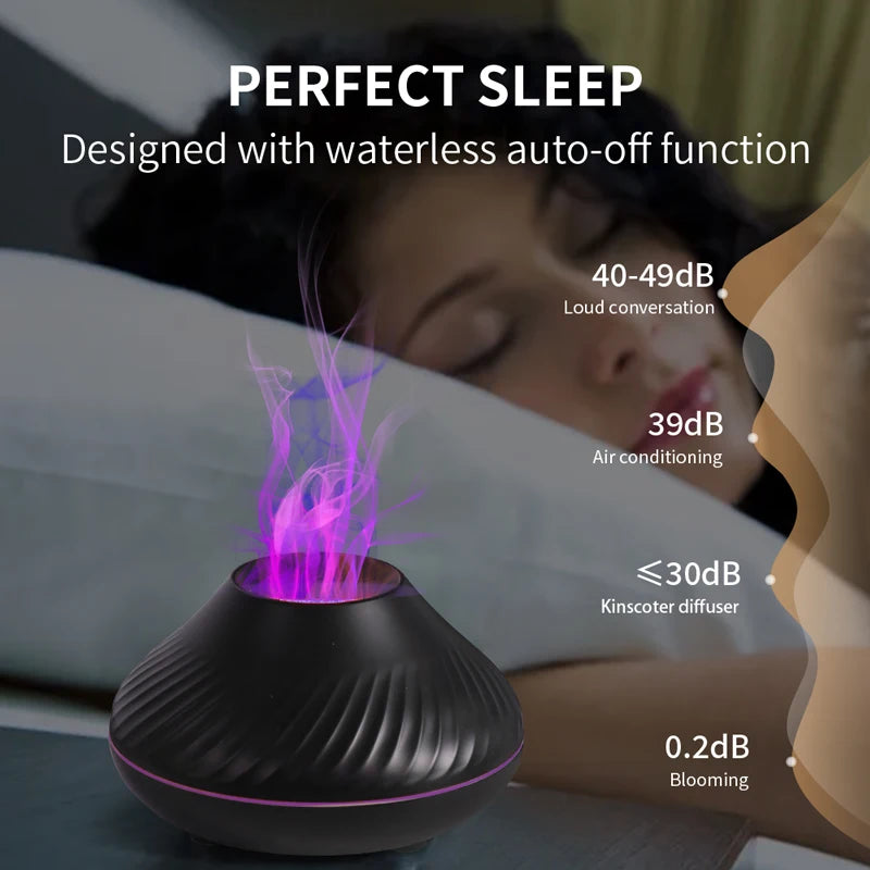 Flame Aromatherapy Machine Air Humidifier Essential Oil Diffuser Perfume Diffuser Water Replenisher USB Small Night Light Home