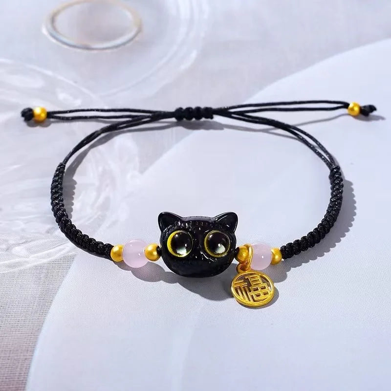 Matching Bracelets Couples Women Men Luminous Cute Cat Friendship Bracelete Black White Cat Head Bangles Glow In The Dark Gift