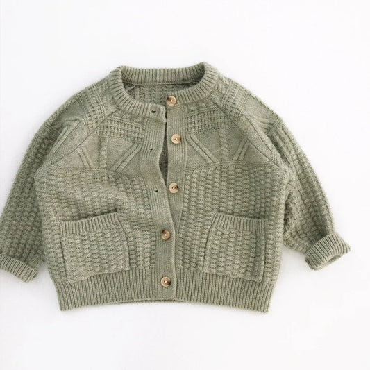 Toddler Kids Clothes1-6Y Boys Clothing Knitted Girls Cardigan Textured Knit Design Pocket Detail Soft Warm Casual Autumn Winter
