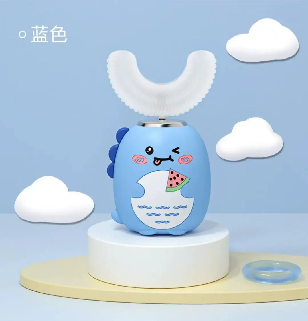 Children U-shaped Electric Toothbrush 360 Degrees Smart Cartoon Kids Silicone Toothbrush Automatic Rechargeable Sonic Toothbrush