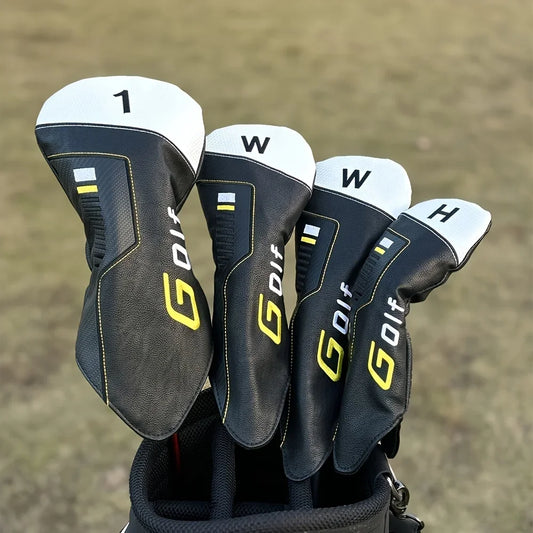 Golf Club Head Covers Set – PU Headcovers for Golf Woods with Weighted Embroidery – Durable Water-Resistant Club Protectors