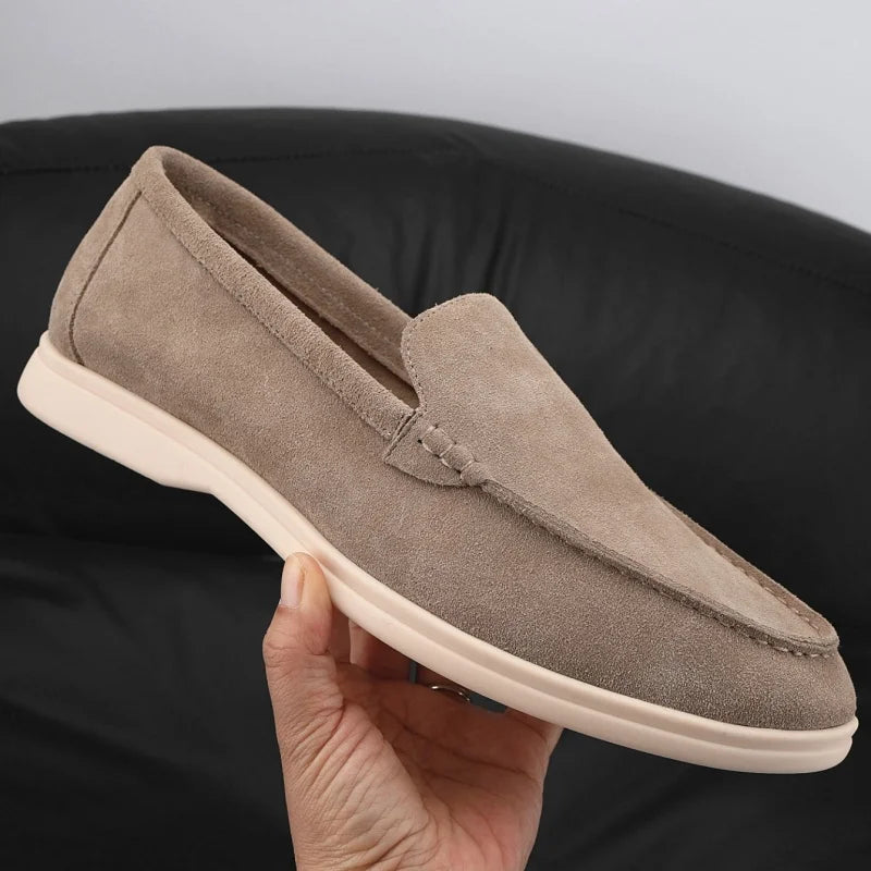 Men's Suede Leather Comfort Loafers, Flat Casual Slip-on Shoes, Fashion Suede Flats, Classic Round Toe Soft Leather Loafers 2025
