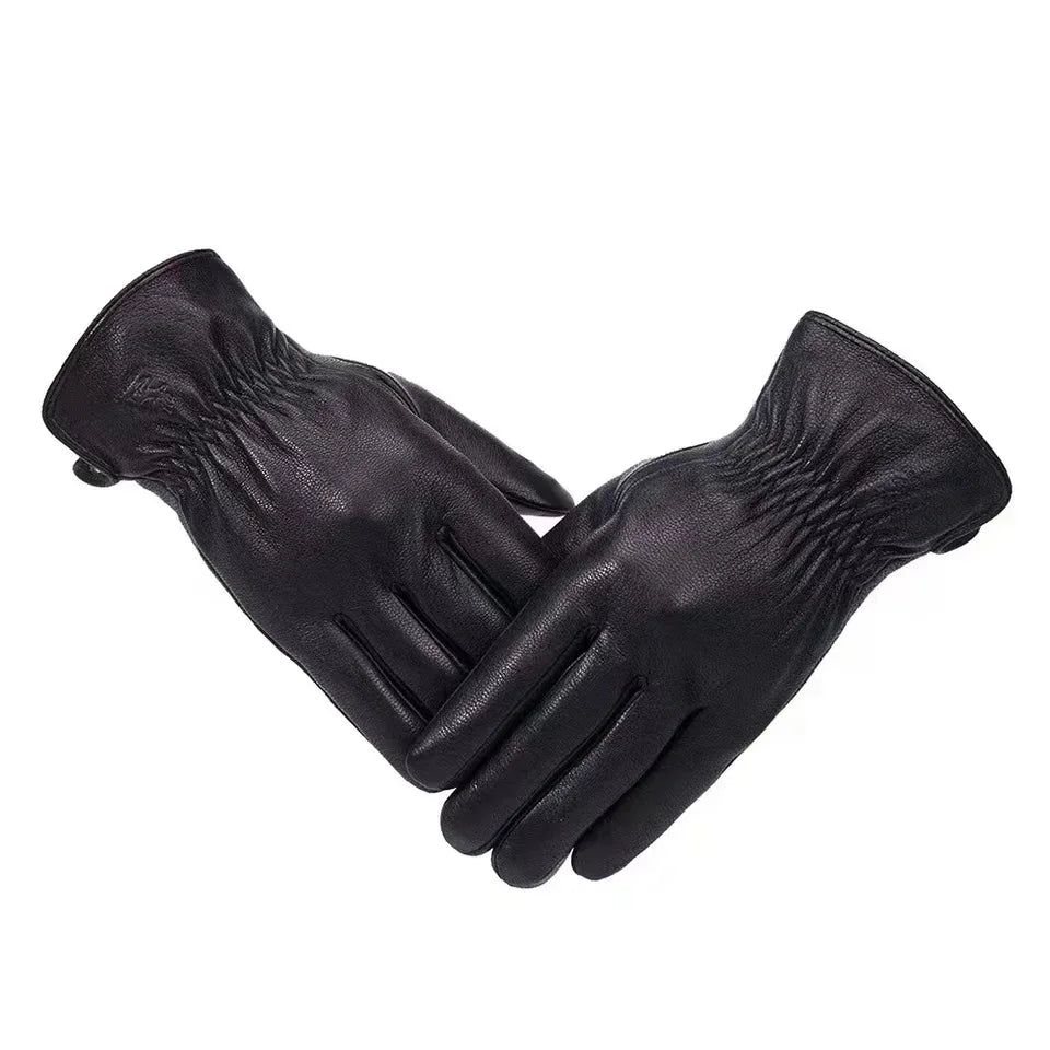 outdoors Winter Gloves Men Genuine Leather Sheepskin for Adult Warm Winter Deerskin Gloves Christmas Gift Men's Sheepskin Gloves