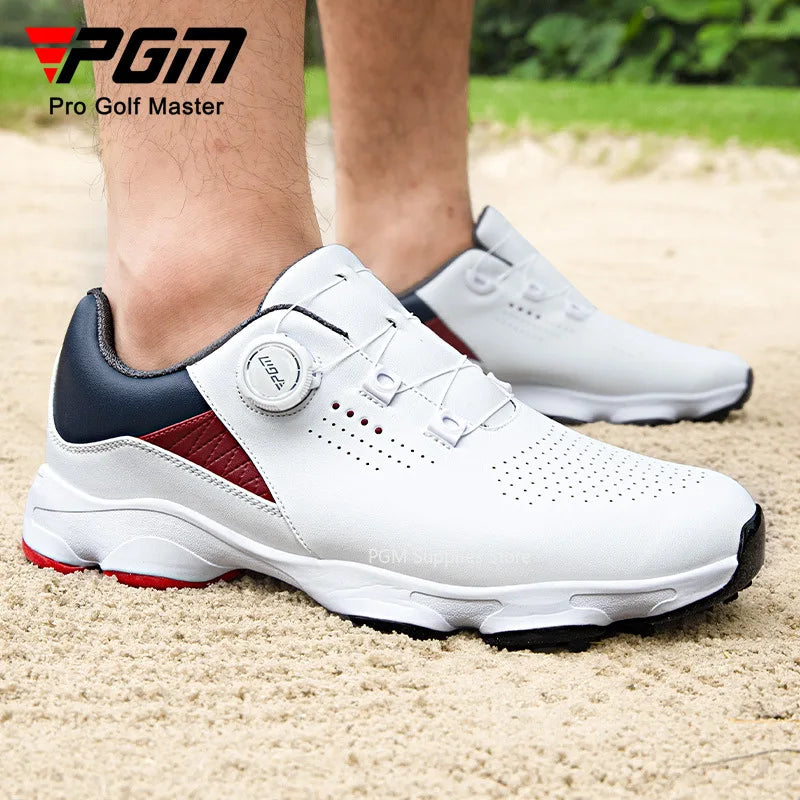 PGM Golf Shoes Men Summer Outdoors Sports Casual Sneakers Shock Absorbent Bottom Knob Lace Anti Slip Breathable