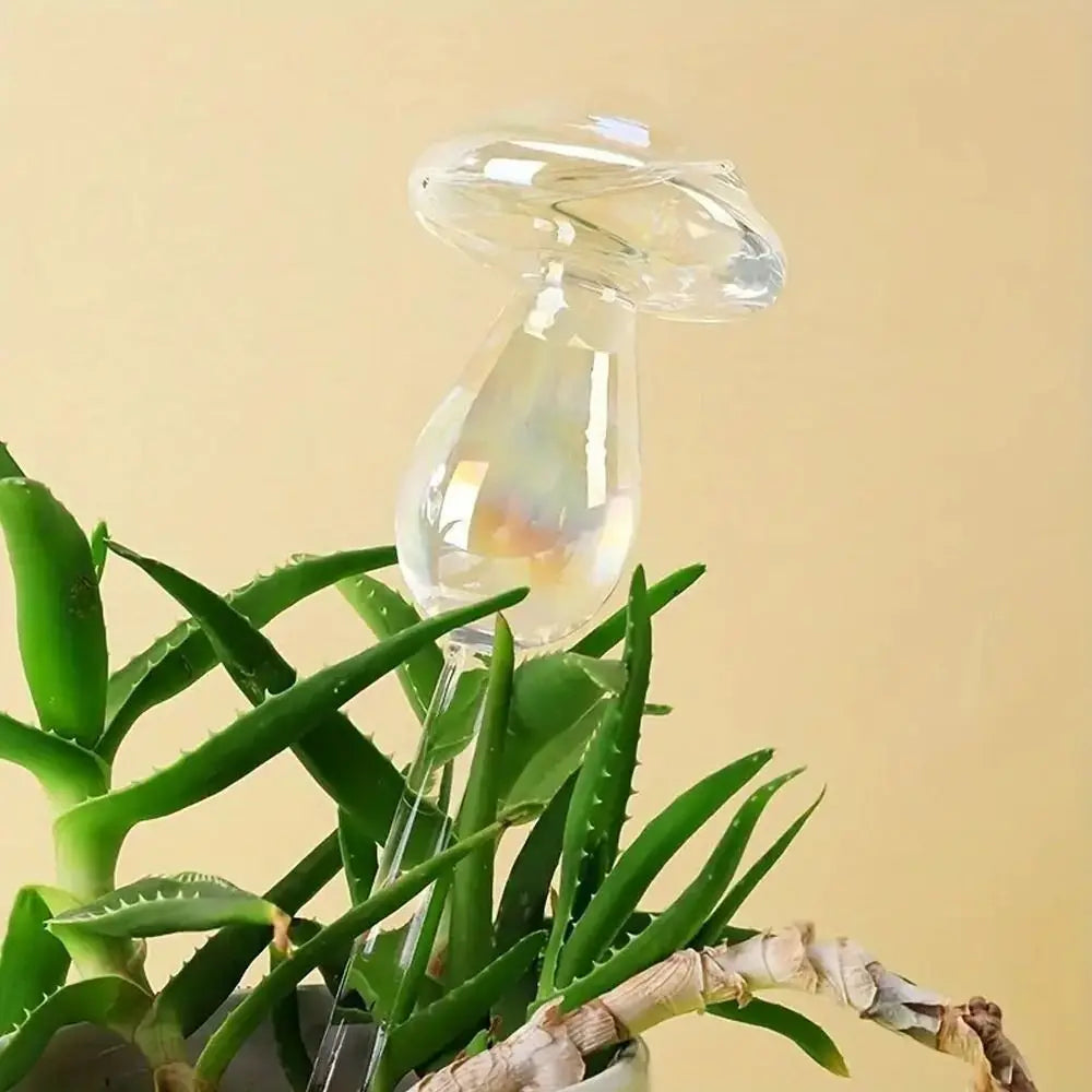 Mushroom Shape Plant Watering Glass Globes Glass Self Watering Mushroom Automatic Watering Device Rainbow