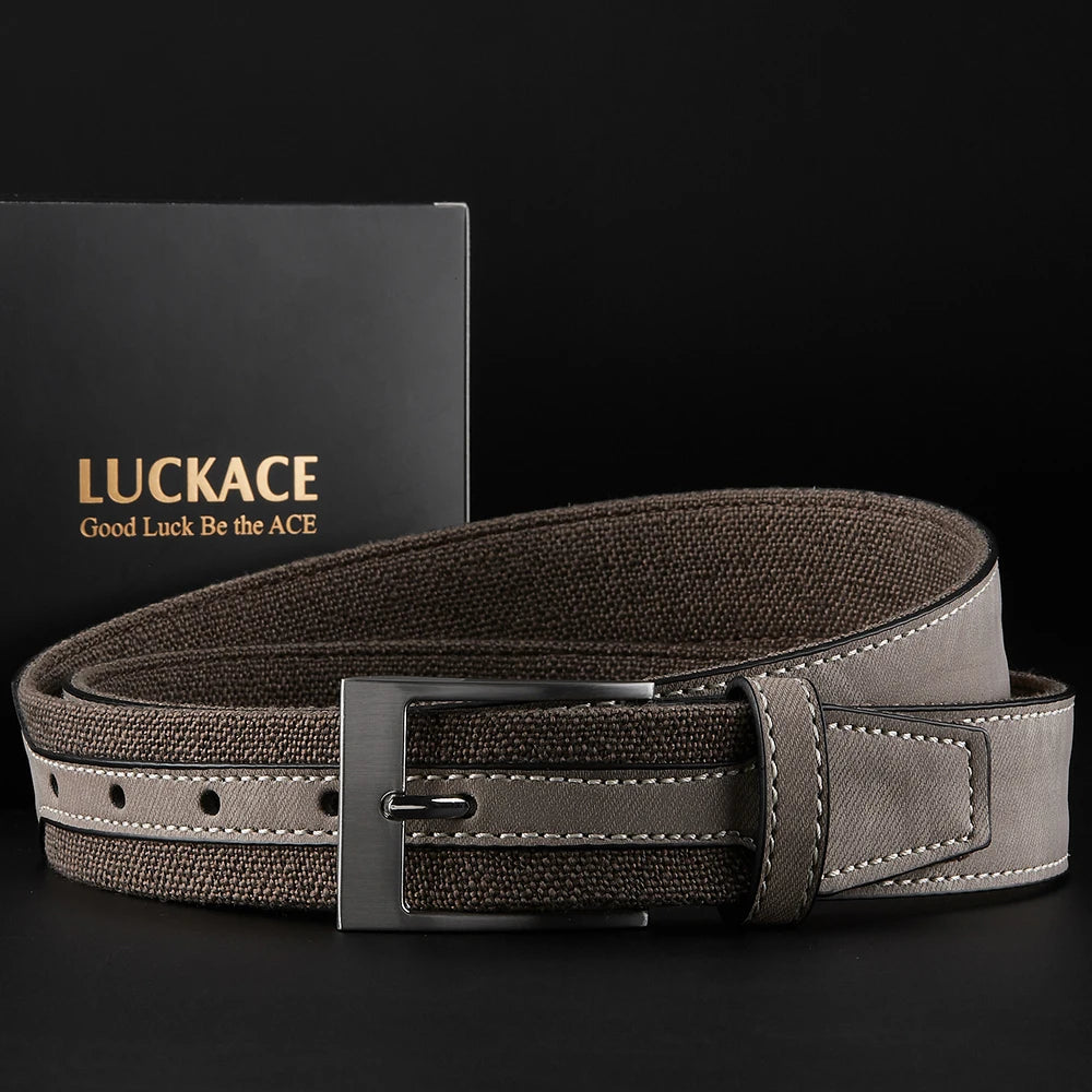 LUCKACE Design Stylish Canvas Mens Belt Pants Jeans Casual Belts Youth Casual Splicing Belts for Men Women