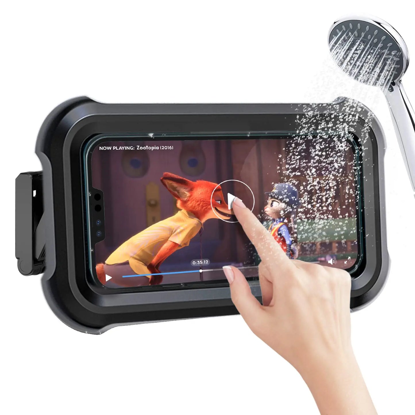 Shower Phone Holder Waterproof 480° Rotation, Adjustable Mirror/Wall Mount Phone Holder for Shower Bathroom Bathtub Kitchen
