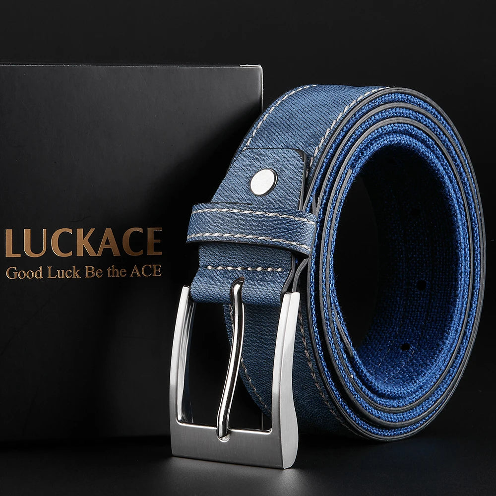 LUCKACE Design Stylish Canvas Mens Belt Pants Jeans Casual Belts Youth Casual Splicing Belts for Men Women