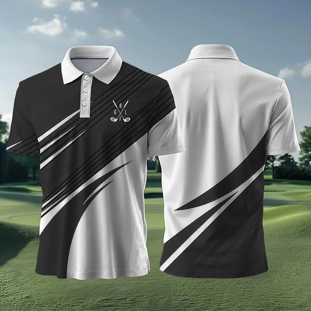 Outdoor Golf Wear Funny 3D Print Polo Shirt For Men Fashion Lapel Short Sleeve Tops Business Casual Loose Tees Summer Sportswear