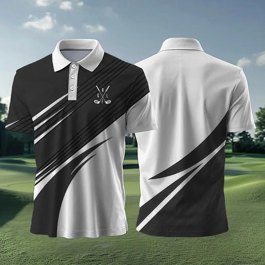 Outdoor Golf Wear Funny 3D Print Polo Shirt For Men Fashion Lapel Short Sleeve Tops Business Casual Loose Tees Summer Sportswear