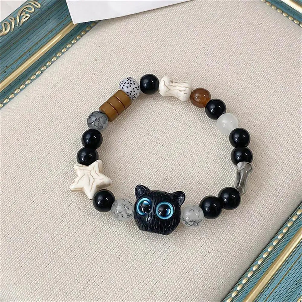 Matching Bracelets Couples Women Men Luminous Cute Cat Friendship Bracelete Black White Cat Head Bangles Glow In The Dark Gift