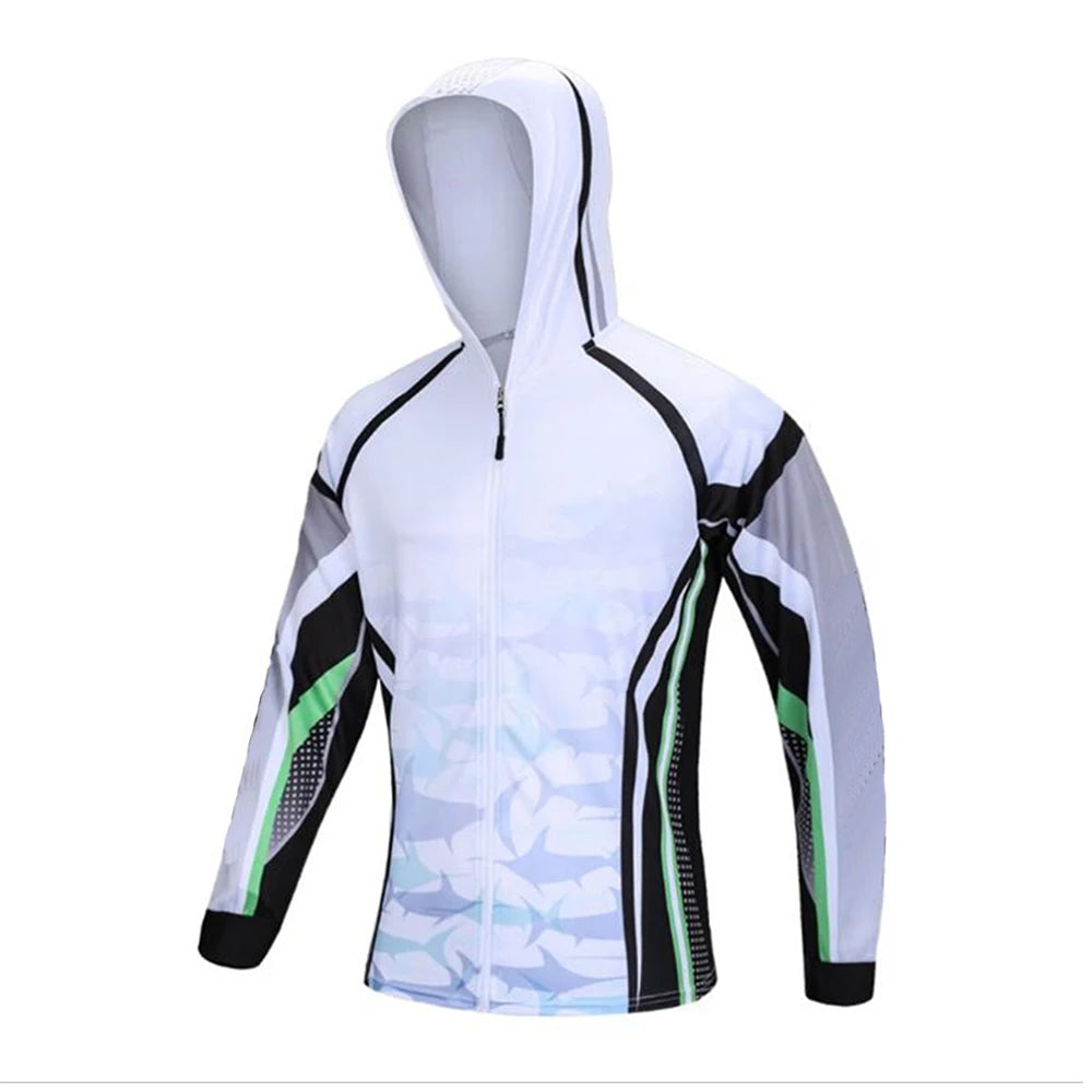 Fishing Hoodie Anti-UV Sunscreen Sun Protection Clothes Fishing Shirt Breathable Quick Dry Fishing Jersey Hooded Sportswear