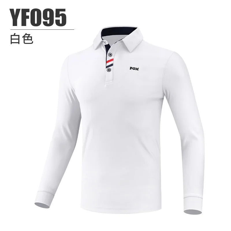 PGM golf clothing men's long-sleeved t-shirt autumn and winter golf warm top clothing men's lapel Polo shirt