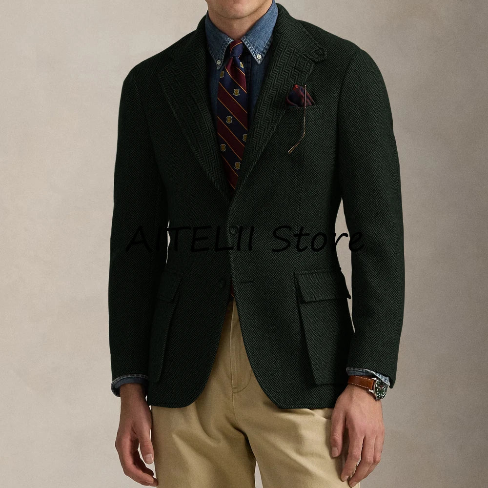 Versatile New Jackets Man Winter Men's Herringbone Jacket Male Winter Coat Lapel Casual Mens Coats Men's Autumn Clothes Mantel