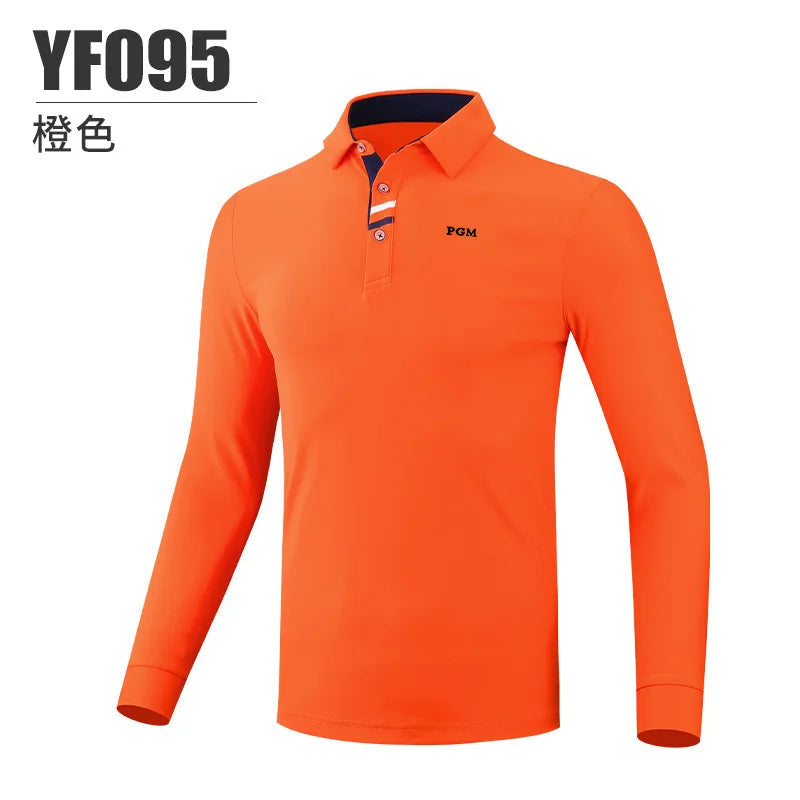 PGM golf clothing men's long-sleeved t-shirt autumn and winter golf warm top clothing men's lapel Polo shirt
