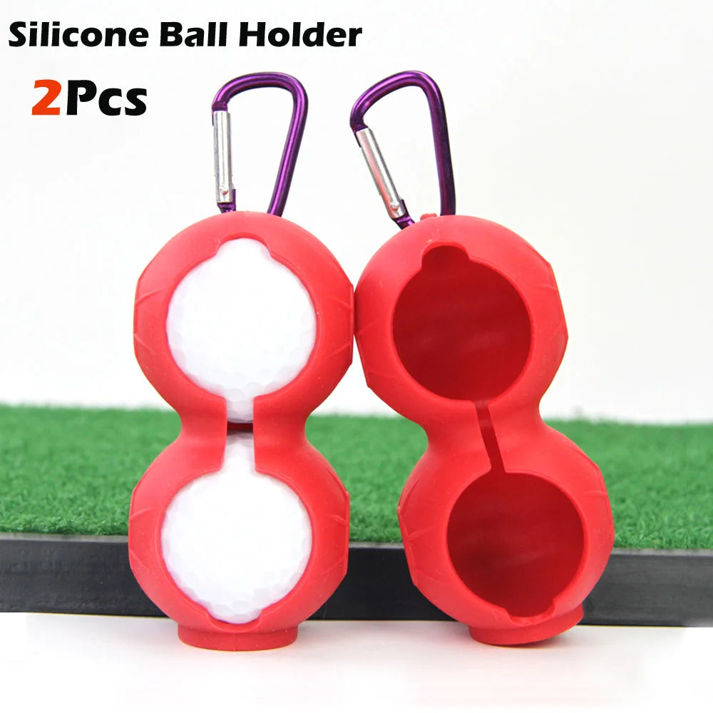 2Pcs Portable Mini Golf Ball Bag Protective Cover Soft Silicone Waist Holder Fall Resistant Keyring Golfing Accessories 2 Balls