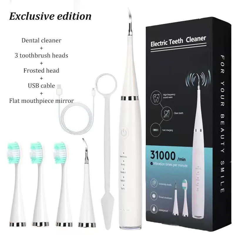 Electric Toothbrush Set with Six Functions for Total Oral Care Efficient Tartar Removal with Scaling Teeth Feature Christmas Gif