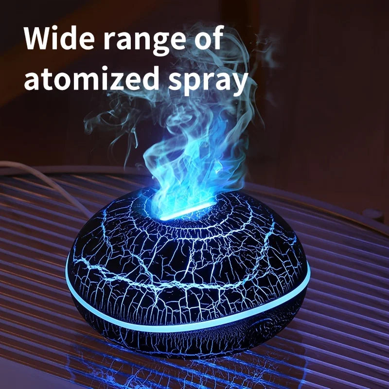 Flame Effect Aromatherapy Air Humidifier with 7 Color Lights - Essential Oil Diffuser, Flame Effect, Wide Spray Range for H