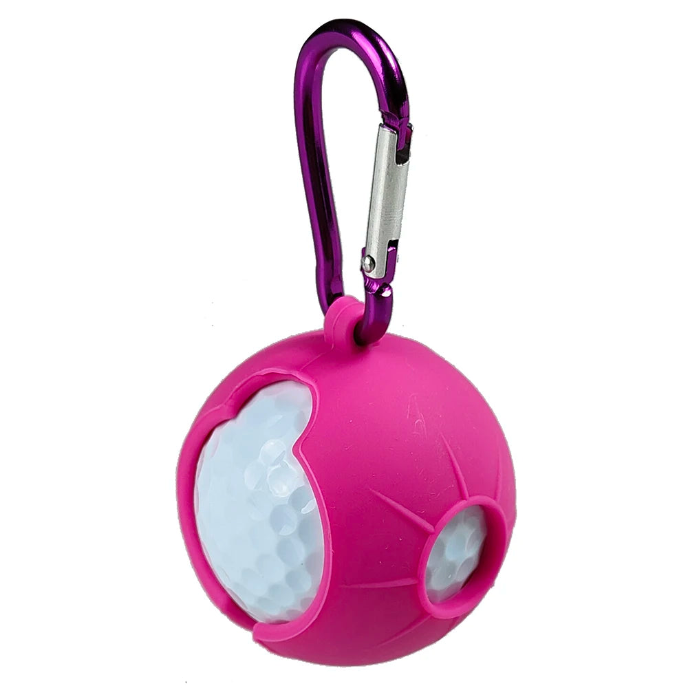 1Pcs Golf Ball Protective Cover Soft Silicone Waist Holder Double Fall Resistant Keyring Golfing Accessories For 2 Balls